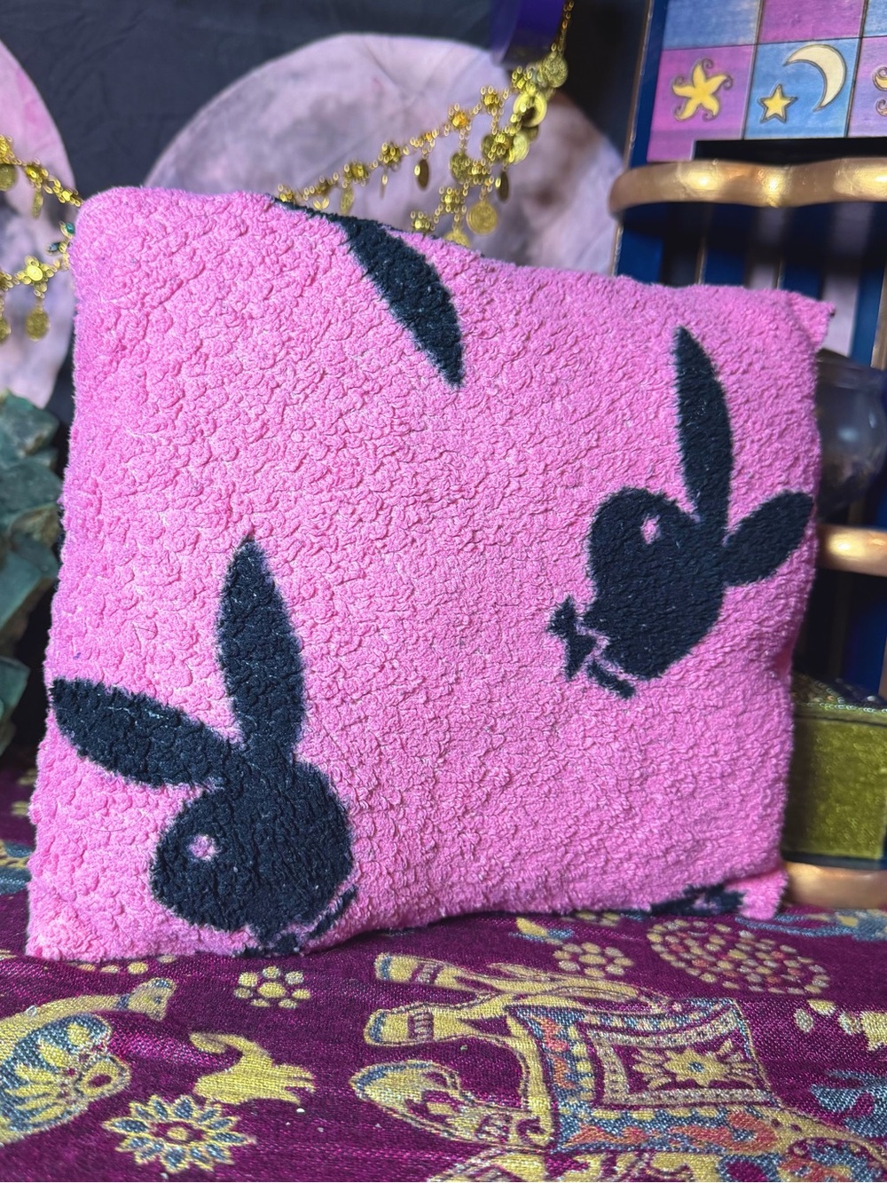 Playboy Pink Decoration Throw Pillow Logo Print